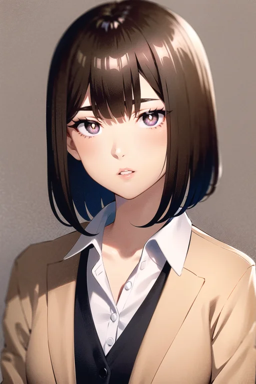Yukiyoshi Mamizu, 1girl, Black Cardigan, Bob Cut, Bright Pup...