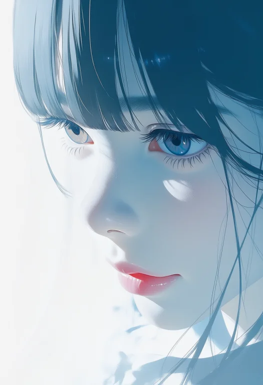 N8t-ru, A Close-up, Extreme Face Focus Of A Girl In Three-qu...