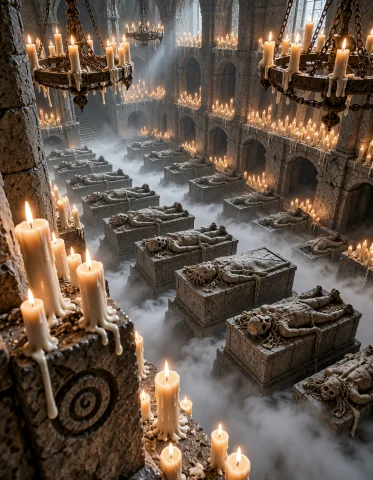 3xpl0r3 Dung30n, Photorealistic, Same Founders Crypt, Diagon... — Stable Diffusion AI Prompt: 3xpl0r3 dung30n, photorealistic, same founders' crypt, diagonal view through tal...