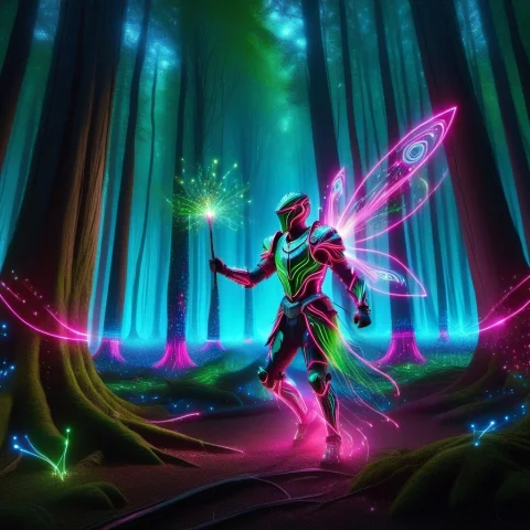 A Forest With Floating Specks, Sparks, Or Energy Trails That... — SDXL AI Prompt: a forest with Floating specks, sparks, or energy trails that add dynamism from f...