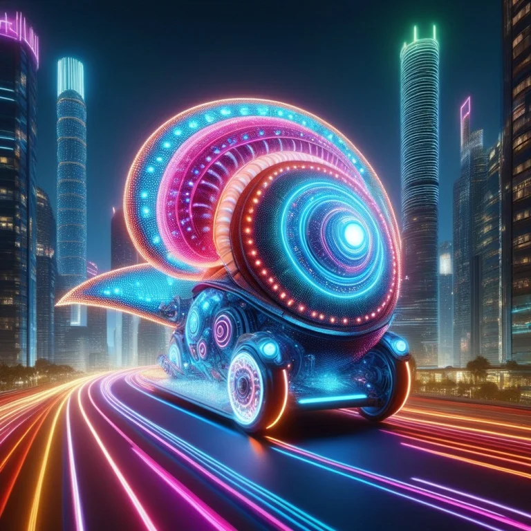 Led, Colorful Led Lights, A Colossal Royal Snail With A Tran...