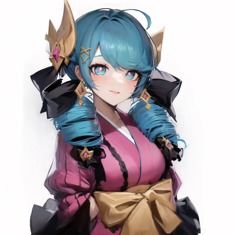 Alternate Custome1.5, Pink Kimono, 1girl, Absurdres, Blue Ey...