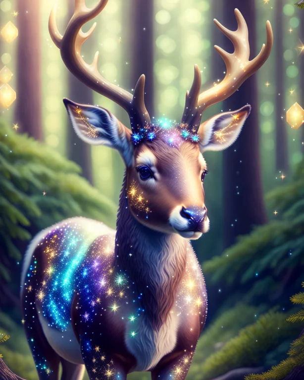 Magic Deer, Kawaii, Fluffy, Sparkling Stars Bodypaint, Dream...