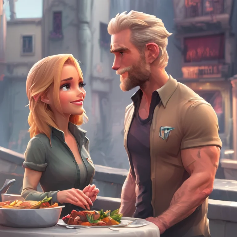 A Bruntte Man And Blonde Woman Talking Over Dinner Tempeuneb