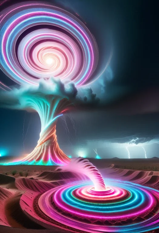 High Quality, A Massive Tornado Made Of Colorful Led Lights...