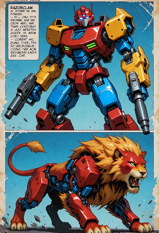 The Image Is A Comic Book Page Showcasing Razorclaw, A Robot...