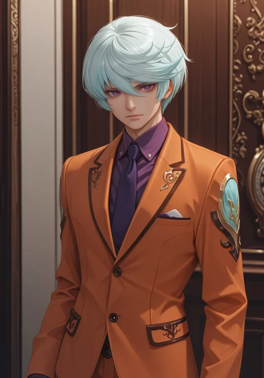 Masterpiece, Best Quality, Character, Formal Orange And Purp...