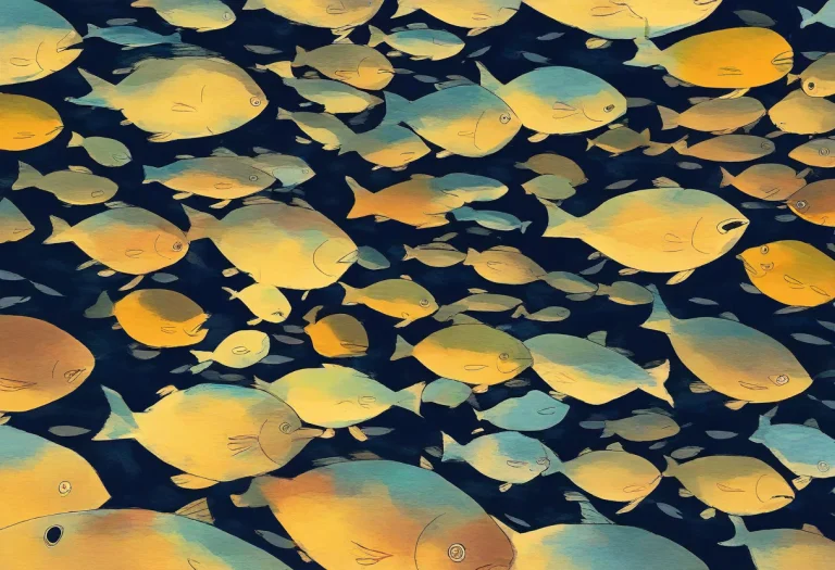 A School Of Fish Turning In Bright Shallows, Low Key Lightin...