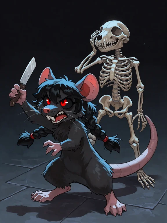 Ratwyn - Tiny Black Rat Version Of Raithwyn, Twin Braids, Re...