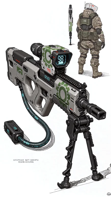Sci-fi Sniper Rifle Concept, Futuristic Bullpup Design, Inte...