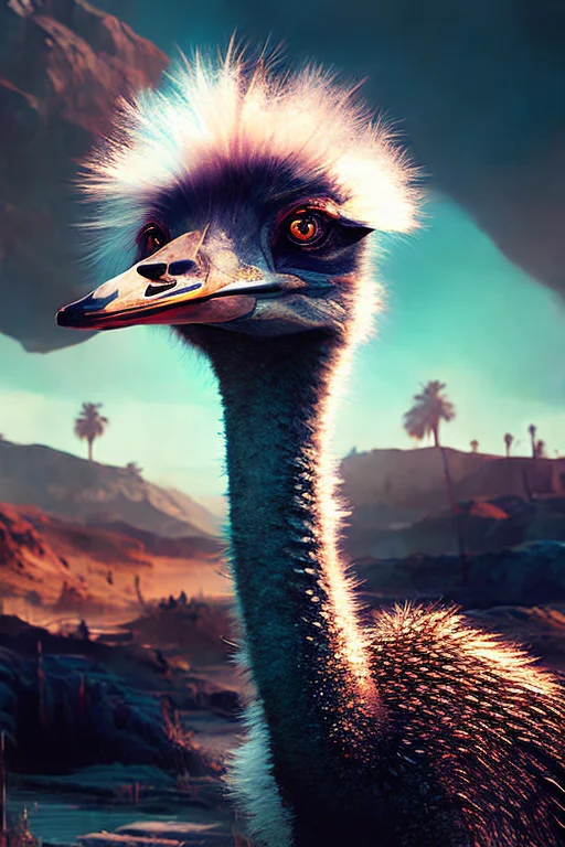 Low Angle Close Up Shot Of Ostrich1.2 In An African Landscap...