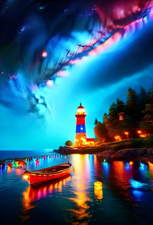 Led, Colorful Led Lights, Boat Make Of Led, Lighthouse Make...