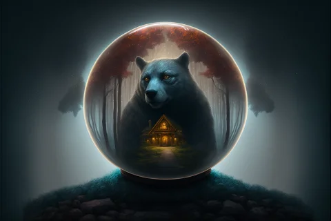 An Anthropomorphic Bear Wearing Red Robes, Heroic Portrait 1... — Stable Diffusion AI Prompt: an anthropomorphic bear wearing red robes, heroic portrait ::1 a house in the mi...