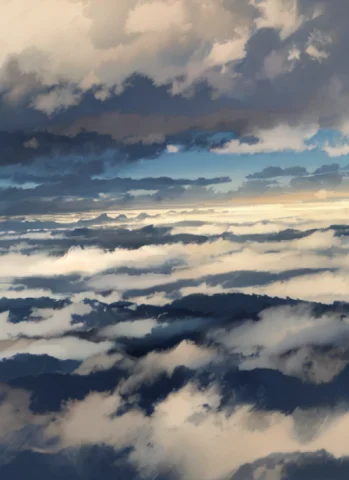 Loraanimestyleshowhowlsmovingenvironmentv11, Landscape With... — Stable Diffusion AI Prompt: , landscape with clouds, 64K, f1.2, 800mm, UHD, dynamic lighting