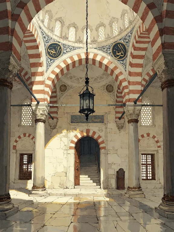 Bradhamel Art Style. A Grand, Sunlit Interior Courtyard Of A...