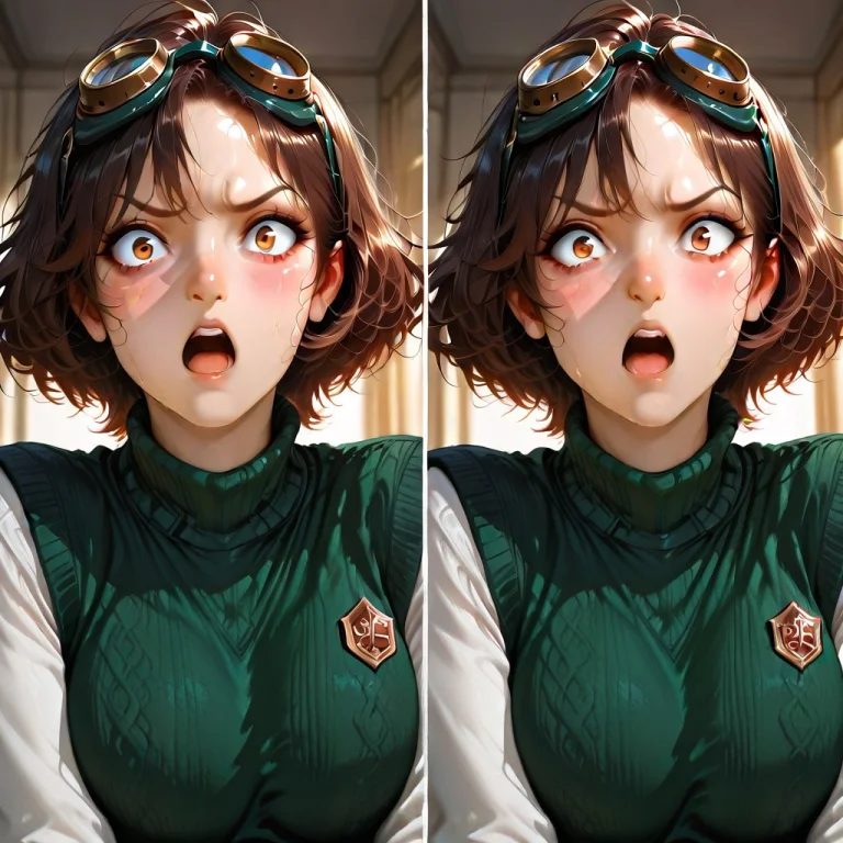 Tia Looking At Her Body With A Shocked Expression.