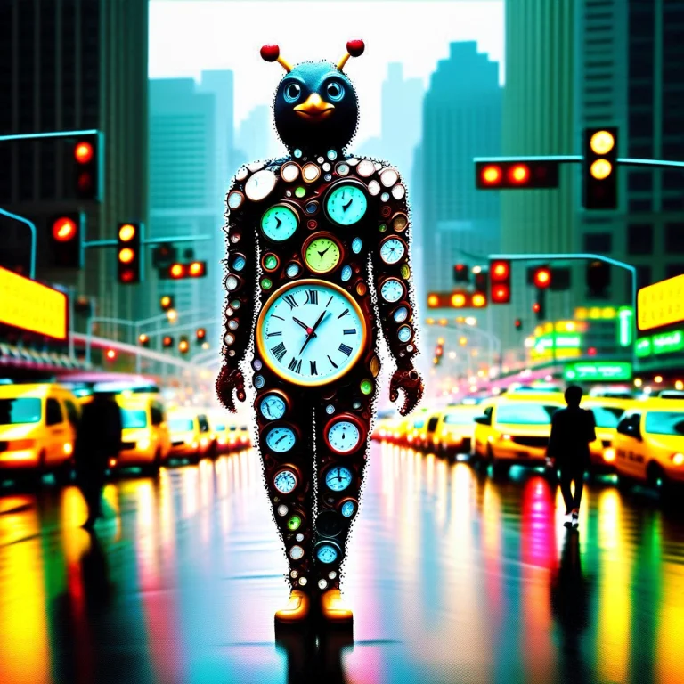 Cinematic Street-level Shot Of A Bustling Modern City Crossw...