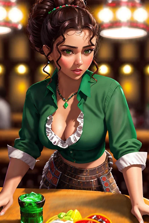 Sexy Senorita Mexican Western Rpg Character Painting Brunett...