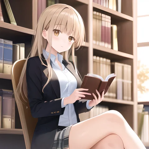 Masterpiece,1girl, Mahiru Shiina, Sitting In A Chair, Librar... — Stable Diffusion AI Prompt: (masterpiece),1girl, Mahiru Shiina, sitting in a chair, library, reading a book