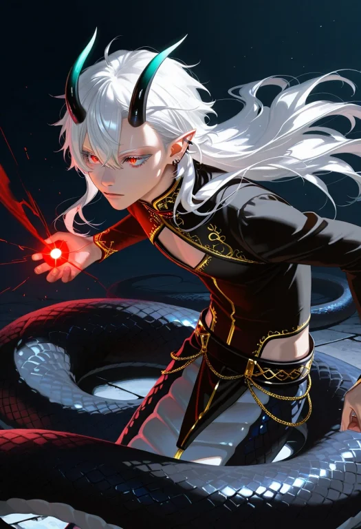 Photorealistic, Ultra Detailed, 1boy, Lamia Femboy, Kuzuha,...