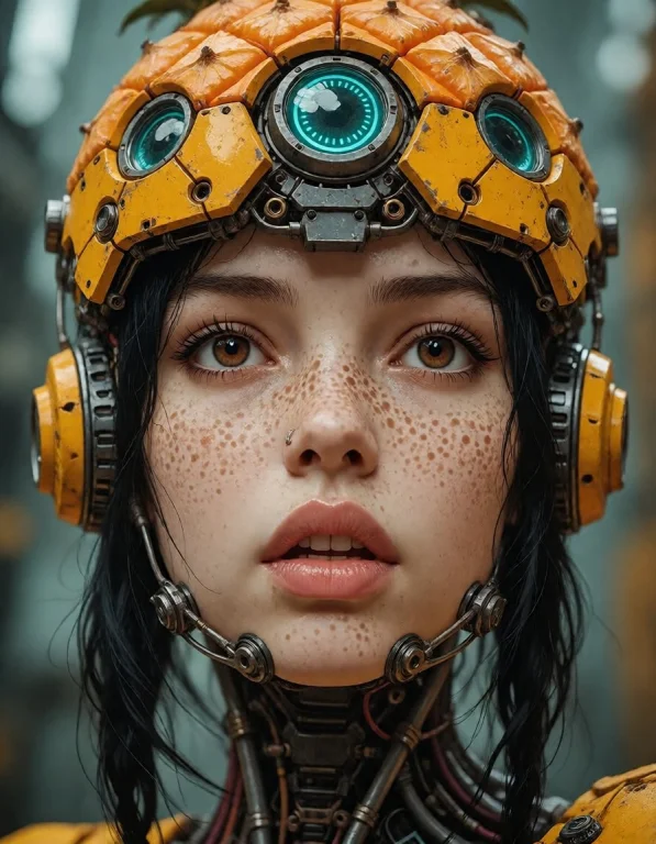 Comic Book,1girl, Solo, Brown Eyes, Parted Lips, Pineapple H...