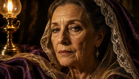 A Close-up Portrait Capturing An Elder Woman Whose Skin Is R... — Stable Diffusion AI Prompt: A close-up portrait capturing an elder woman whose skin is rendered with hyper-d...