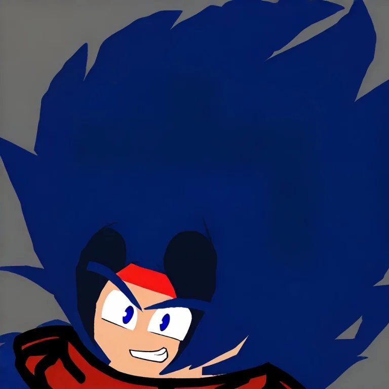 Light Saiyan, 1boy, Solo, Dark Blue Hair, Spiky Hair, Blue E...