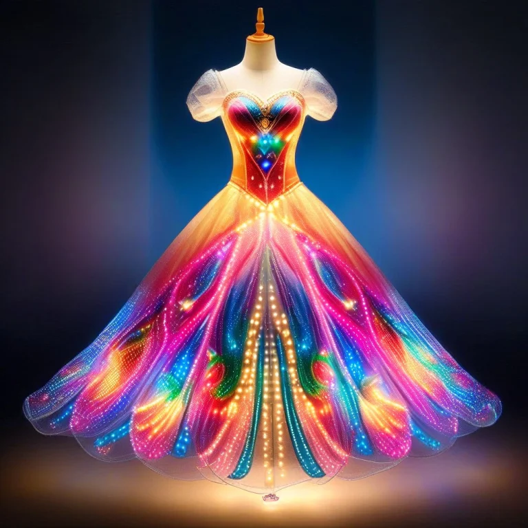 Princess, Dress, Led, Colorful Led Lights