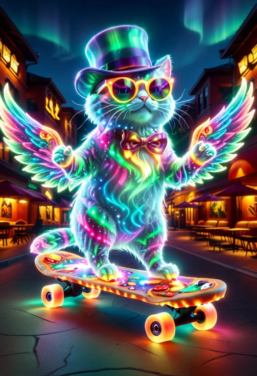 Cat, Top Hat, Sunglasses, Pizza, Masterpiece, Best Quality,...