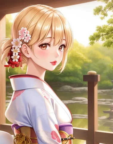 Masterpiece, 4k, Beautiful,kimono, White,embroidery, White K... — Stable Diffusion AI Prompt: Masterpiece, 4K, beautiful,kimono, white,embroidery, white kimono belt with gold...