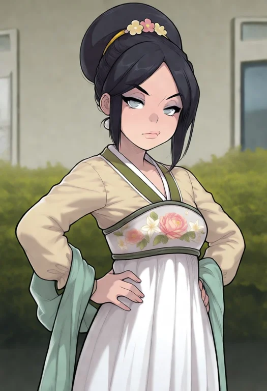 Toph1st, Black Hair, Grey Eyes, Updo With Large Hair Bun, Ye...