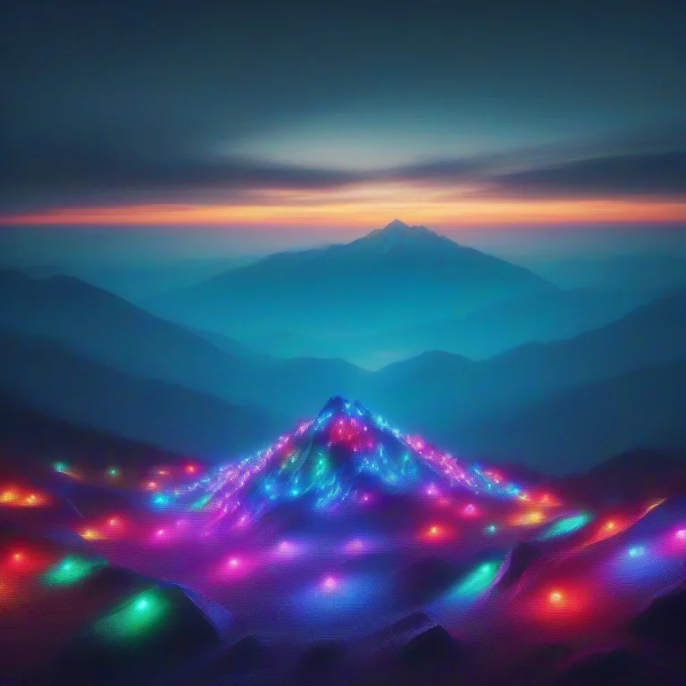 Led, Colorful Led Lights, Mountain