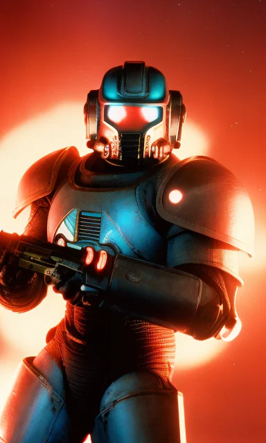 Analog Style 80s Film Still Of Astartes, Power Armor, Cinema...