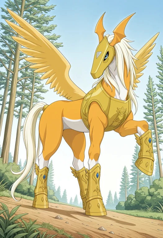 2d, Solo, Pgsmon, Digimon Creature, Horse, Golden Wings, Col...