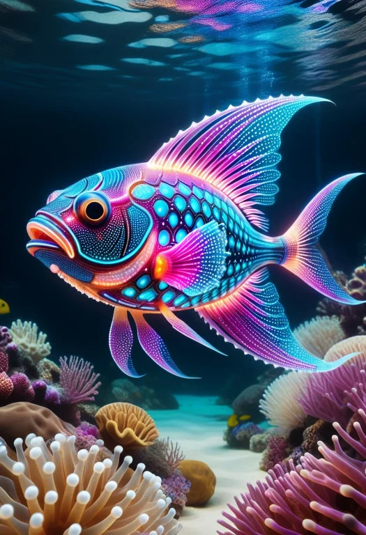 High Quality, A Strange Deep-sea Fish Made Of Colorful Led L...