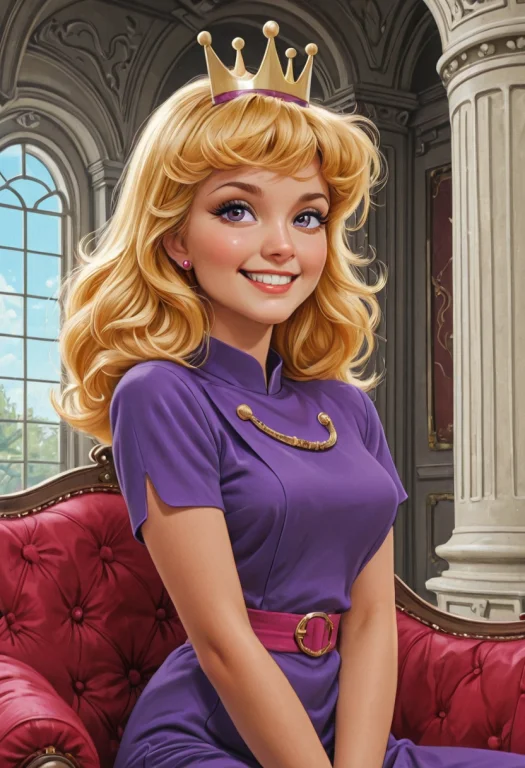 1girl, Solo, Marianna, Blonde Girl, Purple Eyes, Girl Wearin...