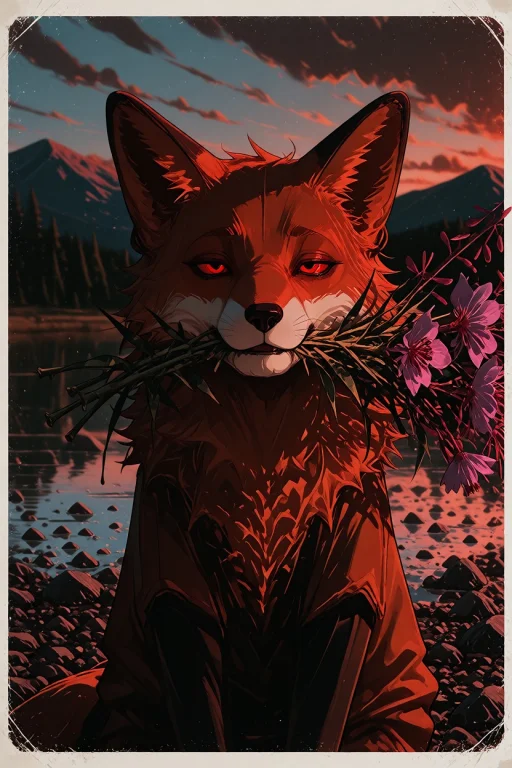 A Charming Illustration Of A Fluffy Orange Fox Standing On A...