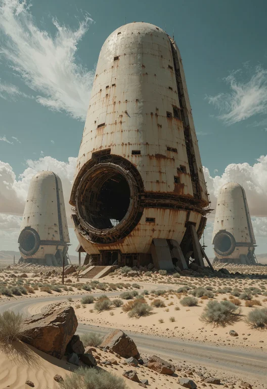 This Is A Photograph Of A Desolate, Post-apocalyptic Landsca...