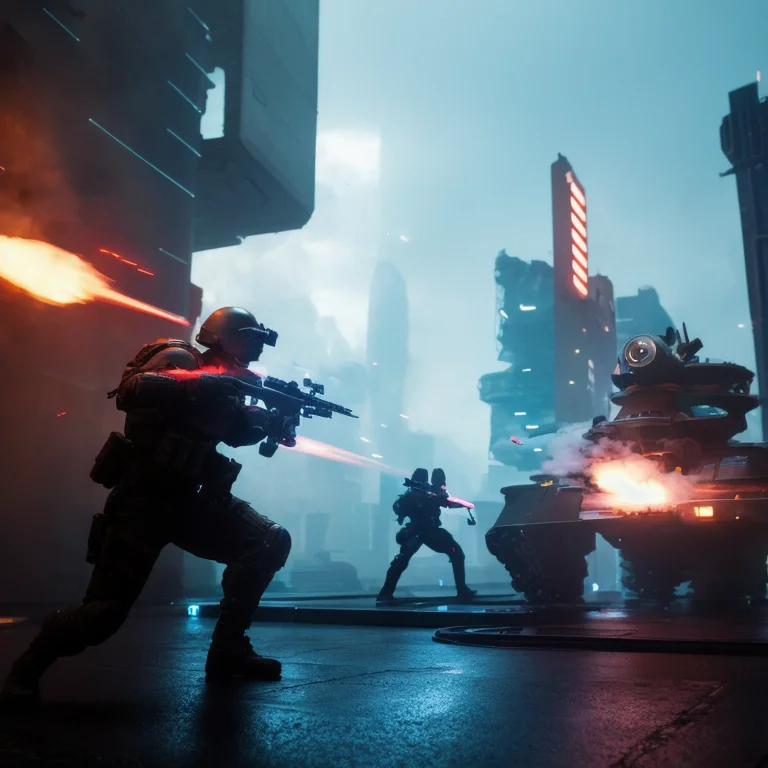 Photo Of Very Futuristic Cinematic Science-fiction Battle Sc...