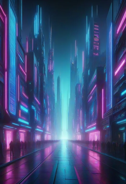 A Cyberpunk Cityscape Rendered Entirely In Glowing Neon Led...