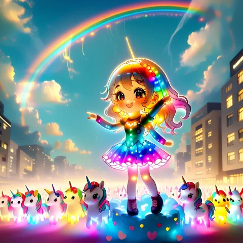 Masterpiece, Very Awa, Cute, Newest, Led, Colorful Led Light... — SDXL AI Prompt: masterpiece, very awa, cute, newest, LED, colorful LED lights, 1girl, cute, pret...