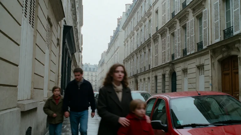 Bgfsh2003, A Family Of Three Walks Along A Narrow, Wet Paris...