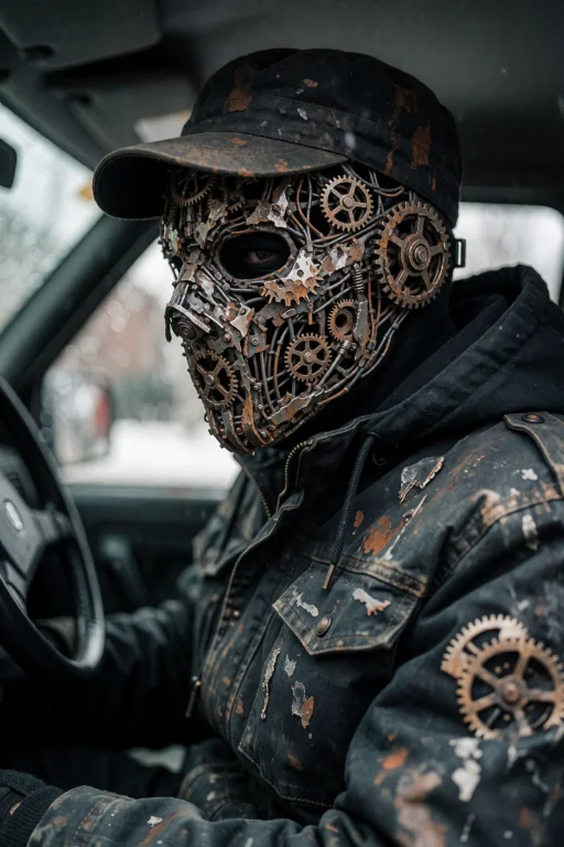 Sentence 1 A Person In A Dark Jacket And Cap Sits Inside A V...