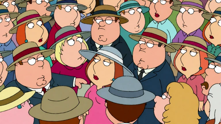 Fmlygyssn02, A Lively Crowd Of Animated Figures, Many Wearin...