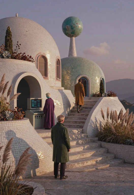 A Surreal Retro-futuristic Architectural Marvel Rises From A...