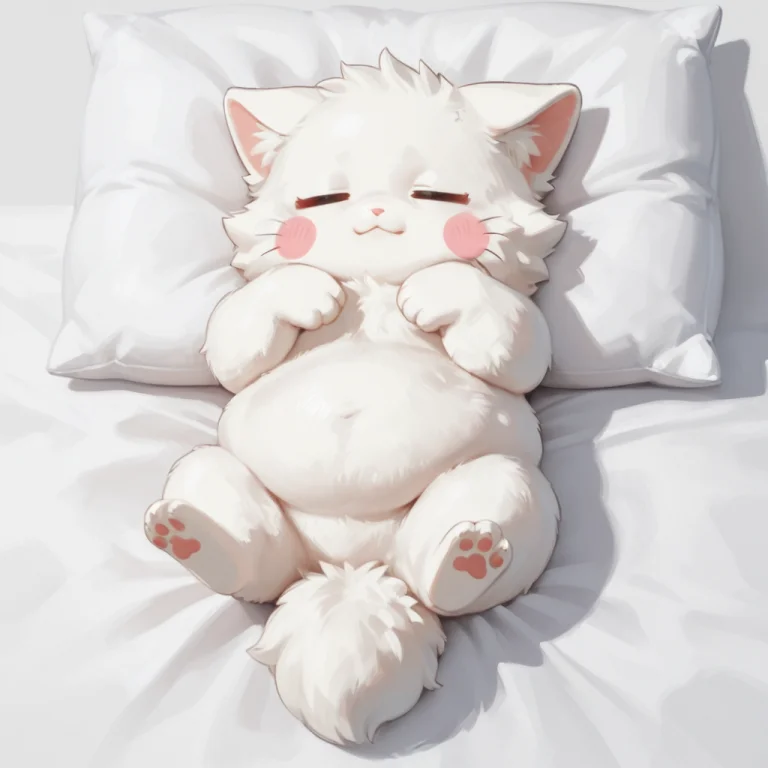 Minimalist Style A Cute Chubby Cat Sticker, Lying Flat On It...