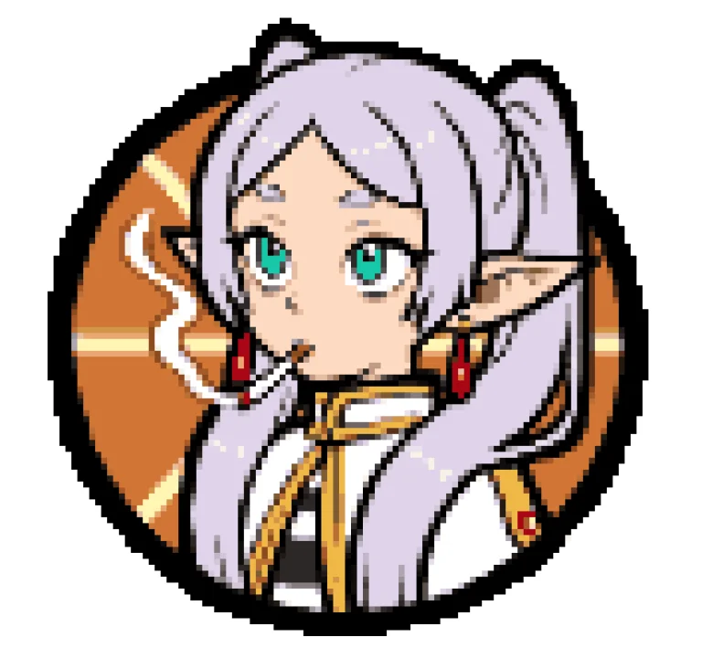 Pixel Art, 1girl, Solo, Upper Body, Frieren, White Capelet,...