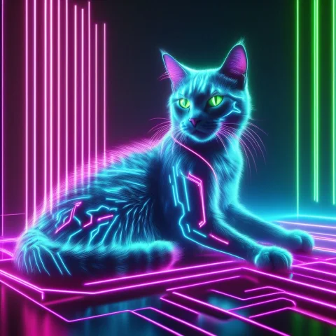 A Cat Of Vivid Absorption Neon Glow The Overall Vibrant, Lu... — SDXL AI Prompt: A cat of vivid absorption Neon glow — The overall vibrant, luminous light that m...