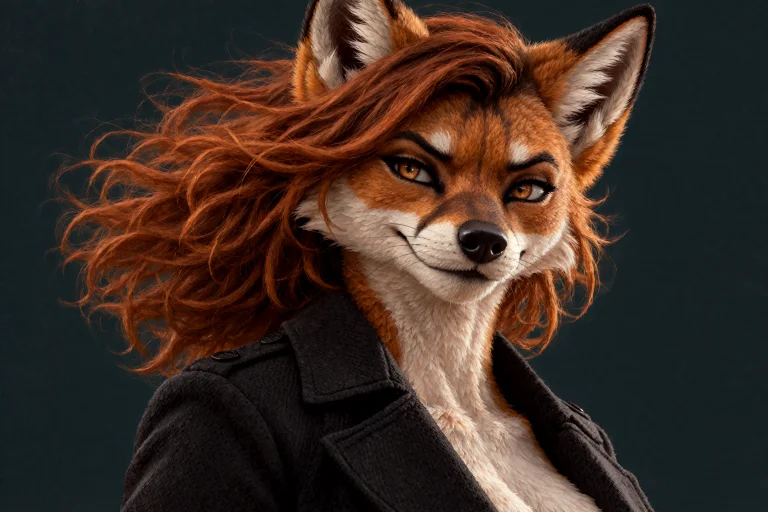 A Dramatic Painted Portrait Of Vesper, An Adult Orange Anthr...