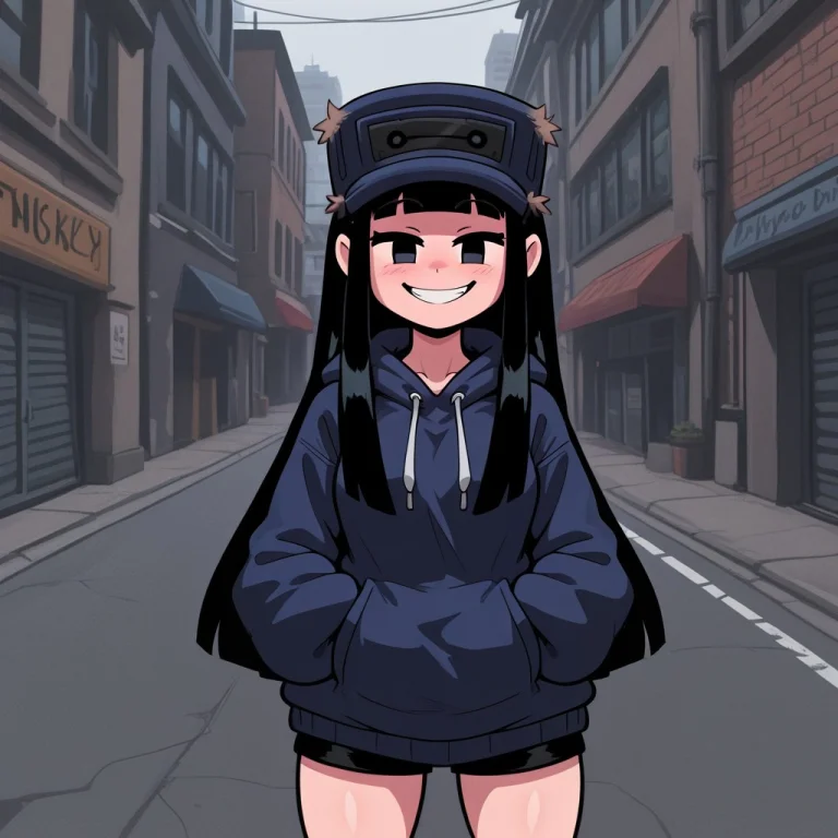 Fnfcg20, Long Hair, Black Hair, Black Eyes, Smile, Street Ba...